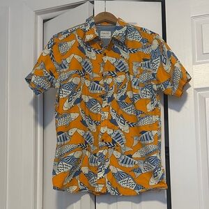 Sovereign Code Orange and Blue Fish Print Shirt